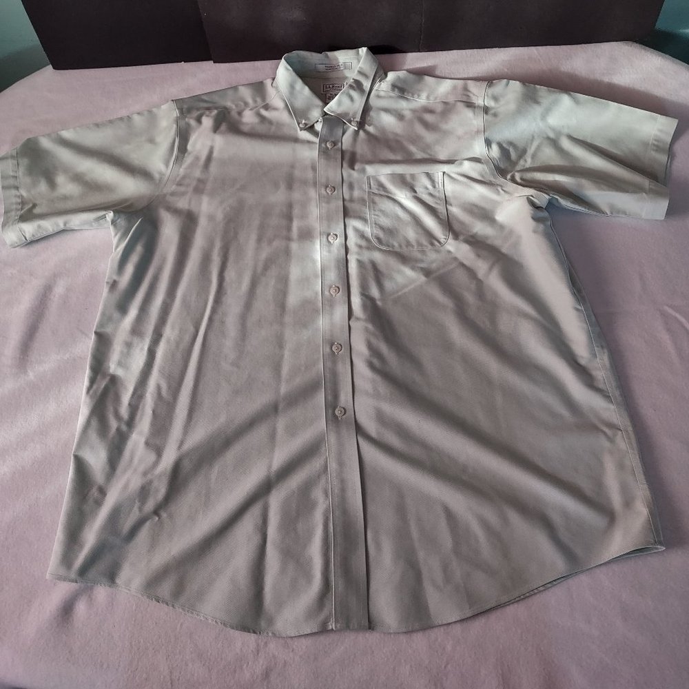 Mens L.L. Bean Short Sleeve Wrinkle Resistant Fitted Size 171/2 REG